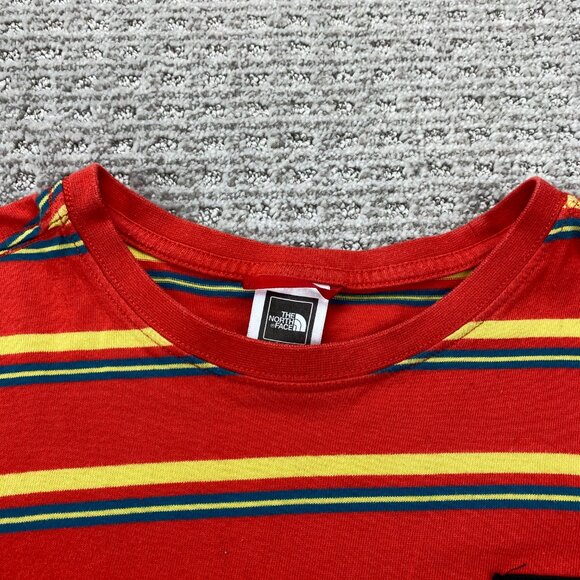 The North Face Shirt Men Medium M Orange Yellow Stripes Long Sleeve T-Shirt - Picture 3 of 9